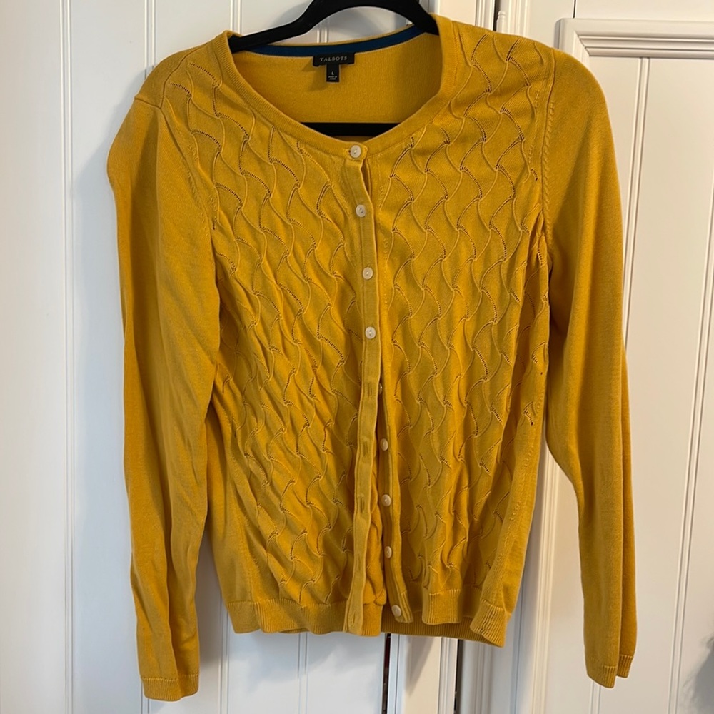 Talbots yellow gold cardigan size large